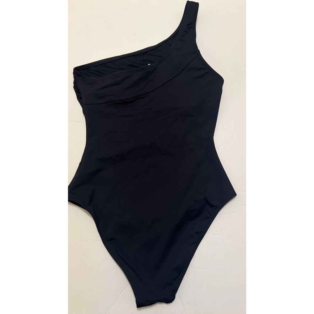 Reverie Land One Shoulder Slim & Sculpt One Piece Swimsuit Black NWT Size M - Picture 6 of 9